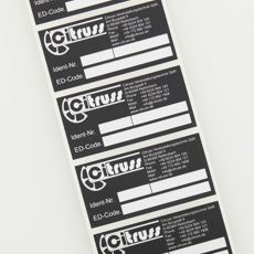 k industrieetiketten typenschilder bedruckte mit logo barcode 12